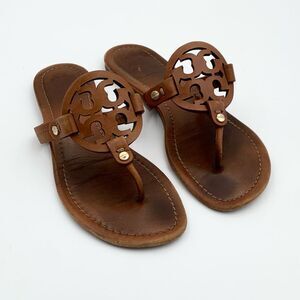 Tory Burch Miller thong Brown Leather Cutout Sandals size 7.5